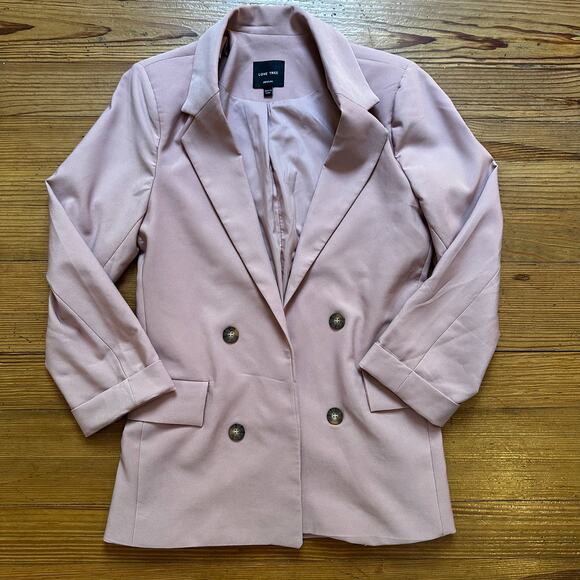 Love Tree pastel pink open double breasted blazer SIZE M - Picture 1 of 4